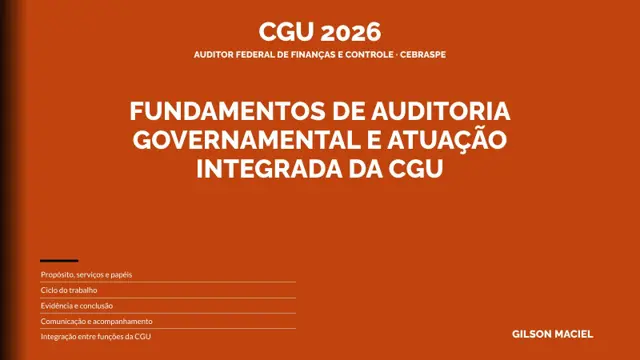 Capa do curso Fundamentos de Auditoria Governamental e Atuação Integrada da CGU